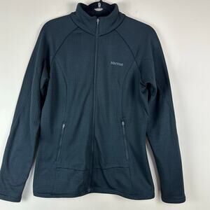 Marmot Polartec Fleece Jacket Black Full Zip Outdoor Hiking Jacket Womens Size L